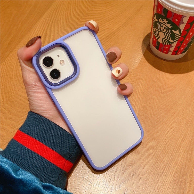 Ốp điện thoại viền kim loại trong suốt nhiều màu thời trang thích hợp cho IPhone 11 12 13 Pro Max