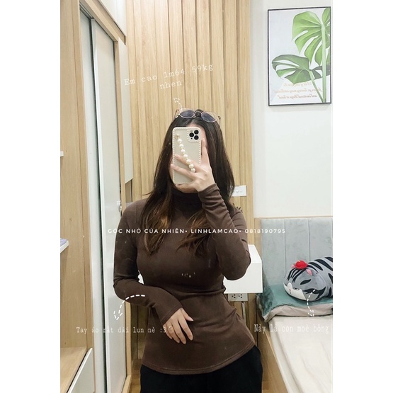 Áo Len Tăm Giữ Nhiệt Nữ Lót Lông Cổ 3 Phân Ấm Như Crush (ẢNH THẬT+VIDEO)