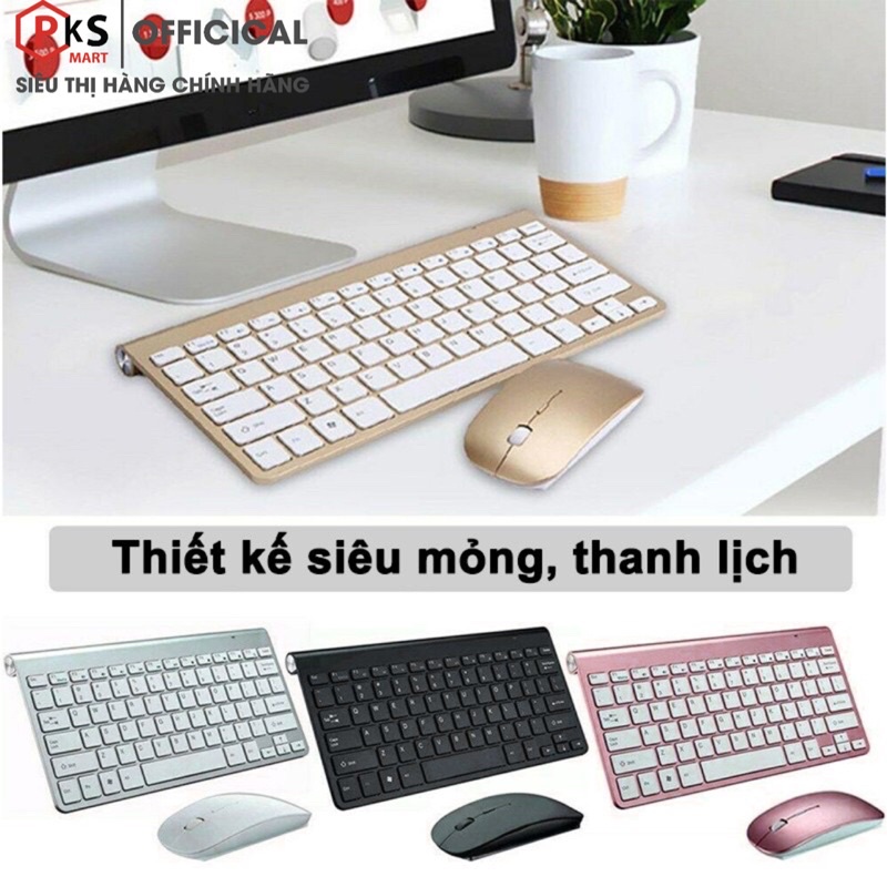 [QUÀ TẶNG 01 MÓC DÁN TƯỜNG] Bàn Phím Chuột Không Dây K108 USB 2.4 Siêu Mỏng Nhỏ Gọn Cao Cấp Tương Thích Máy Tính PC