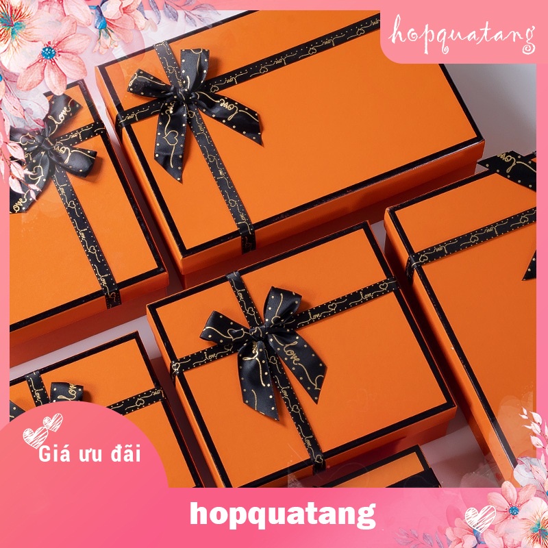 Hộp quà tặng sinh nhật gắn nơ kim tuyến lấp lánh hộp quà lễ tình nhân