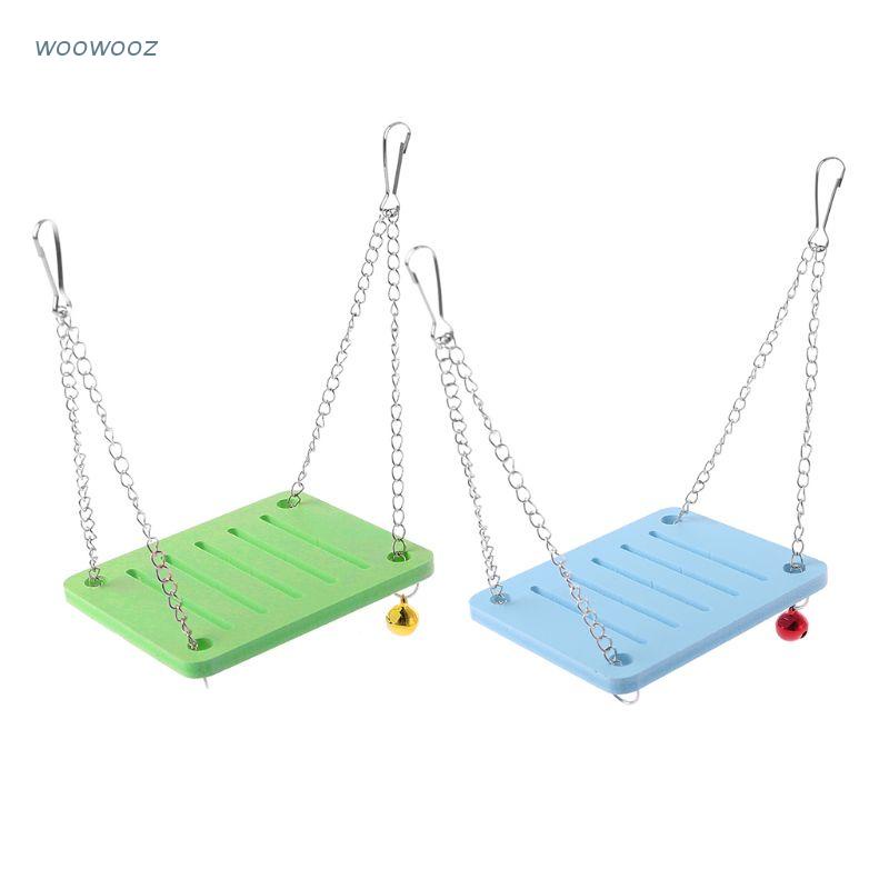 Xích đu đồ chơi bằng gỗ có chuông treo chuồng nuôi chim vẹt/ chuột hamster chất lượng cao