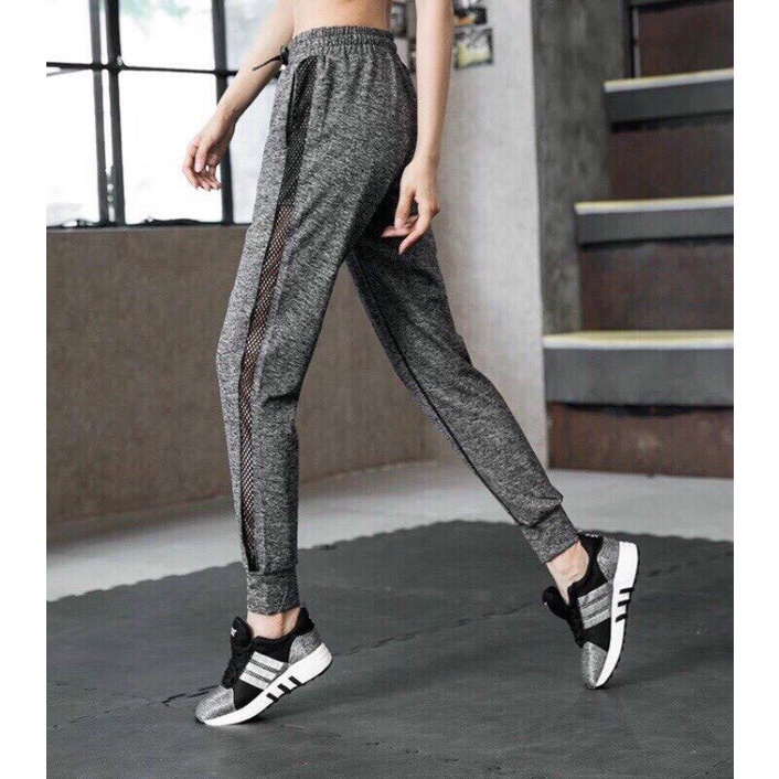 Quần jogger phối lưới thoáng khí (đồ tập gym-yoga-zumba nữ)