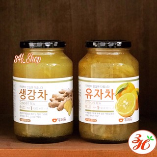 Mật ong chanh đào hủ thủy tinh 1000g, vị ngọt thanh chua chua dễ uống - Hàn Quốc