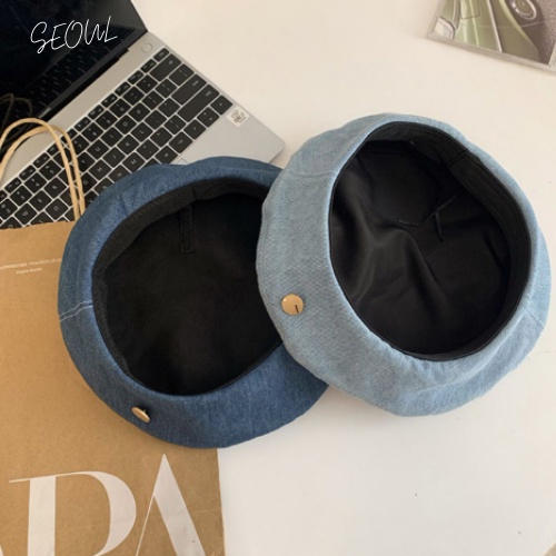 Mũ beret denim cao cấp phong cách Ullzang sành điệu, mũ nồi nữ mã BR8