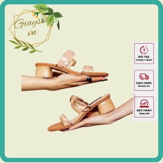 Dép/ guốc 2   quai trong đế vân gỗ gót , hàng loại 1 ( ảnh thật ) - CG-0398
