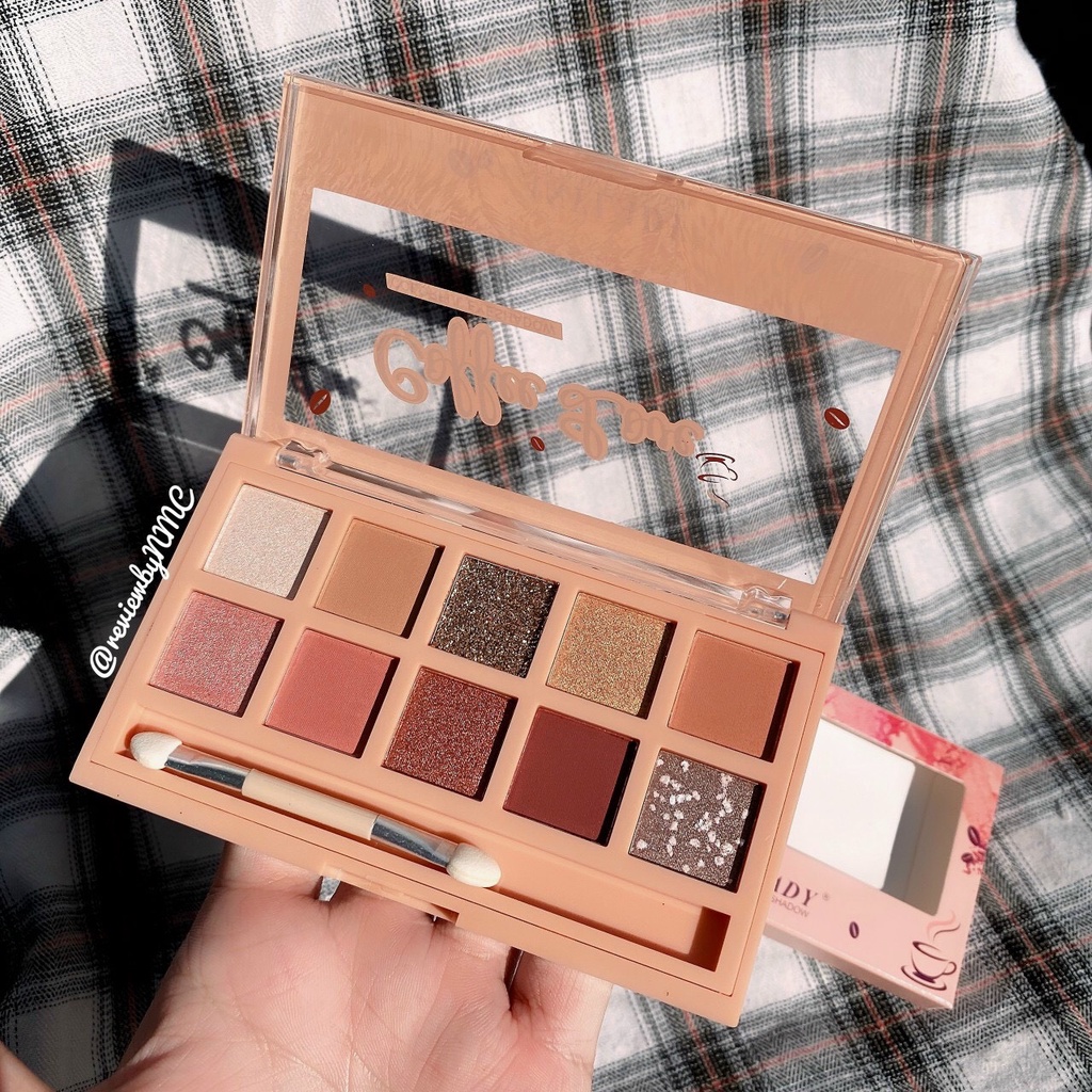 Bảng Phấn Mắt Kèm Cọ 10 Ô ANYLADY Milky Tea/ Coffee Love Eyeshadow &  ANYLADY  Cheese Happy Hoa Cúc