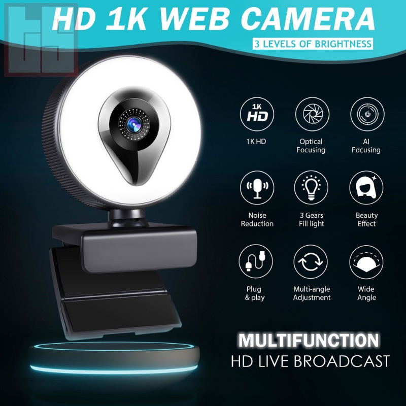 WEBCAM máy tính 4K/ 2K/ Full HD tích hợp đèn LED và micro chống ồn chủ động cao cấp