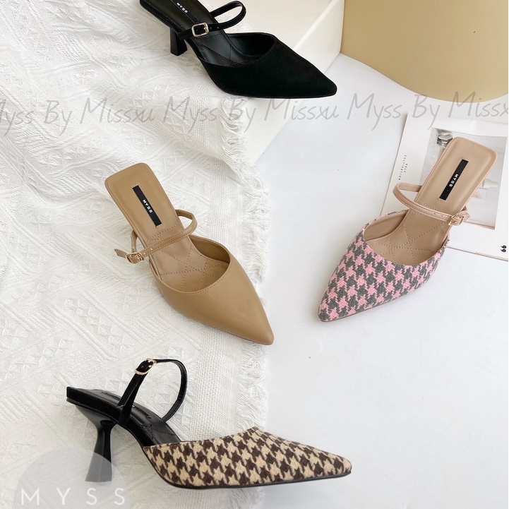 Giày cao gót nữ mũi nhọn 5cm phối dây ngang thời trang MYSS - CG239