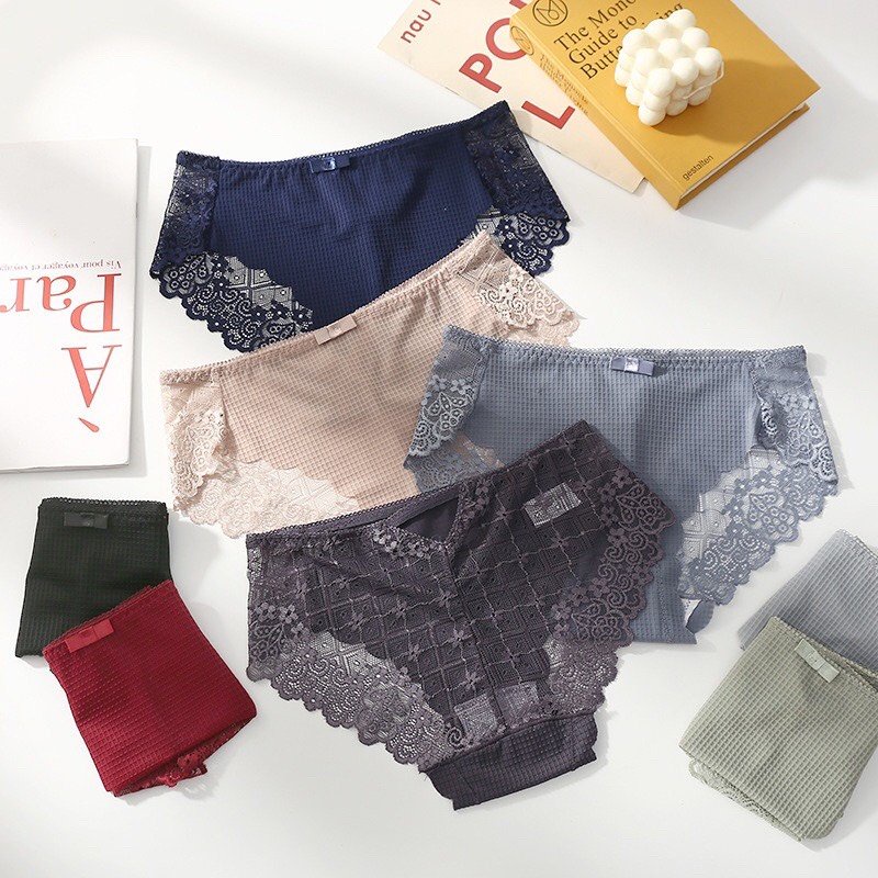 Set 3 Quần Lót Nữ Đúc Su Pha Ren Không Viền