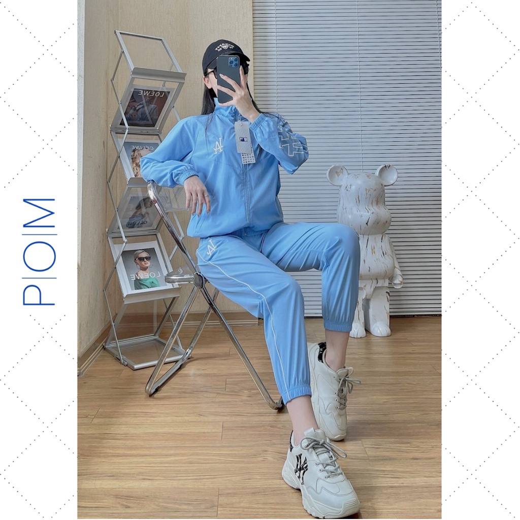 Bộ gió thể thao nữ M.L.B, Bộ quần áo thu đông nữ NY, Set quần áo gió nữ cao cấp G01 - Pom Store