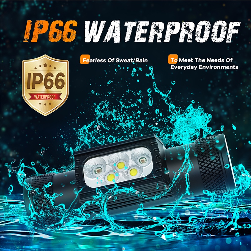 Đèn pha led Sofirn H25B 3 bóng siêu sáng 2000 lumen + 2 đèn led đỏ sạc cổng USB C chống nước IP66 dùng khi lái xe