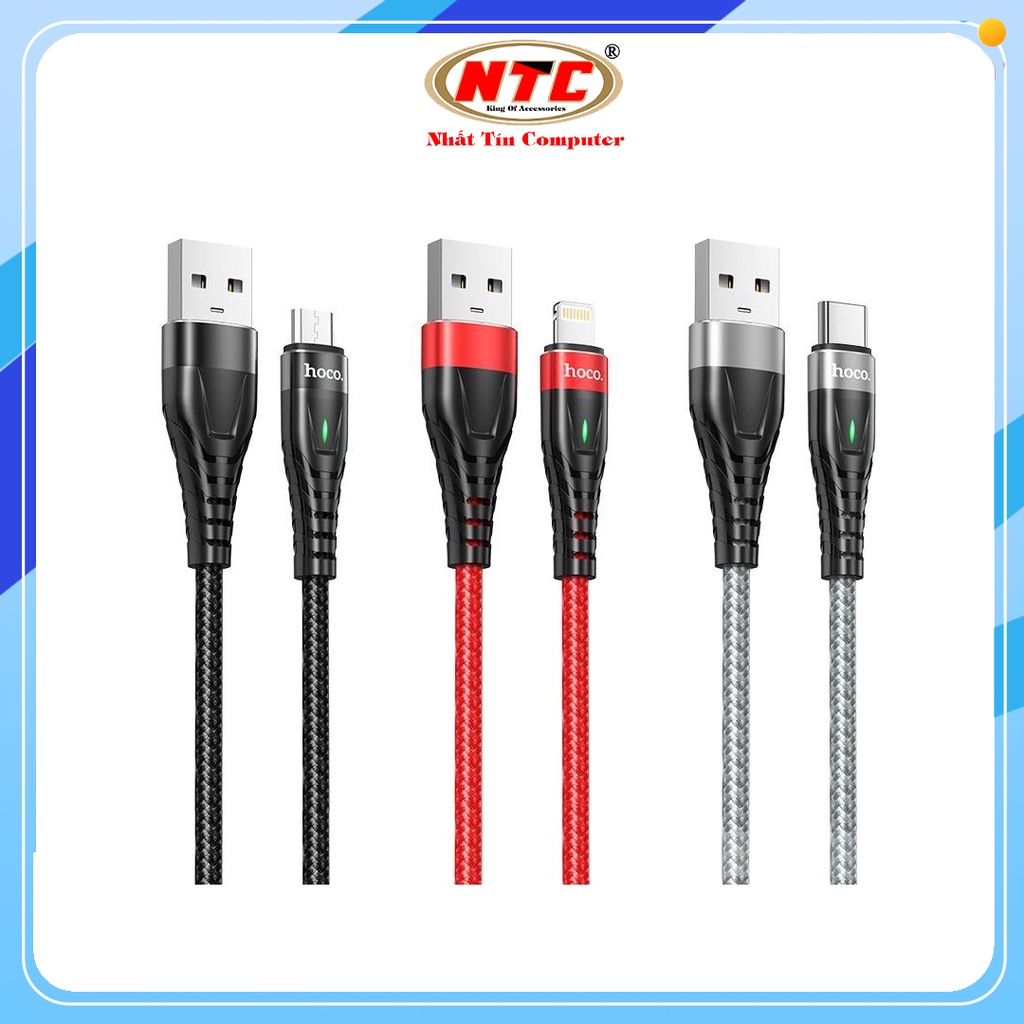 Cáp sạc nhanh và truyền data Hoco ME3 cổng Lightning / Type-C / Micro-USB QC3.0 max 3A dài 1M / 2M (Màu Random)