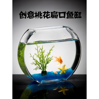 Bể cá tròn bằng kính hình hoa đào sáng tạo
