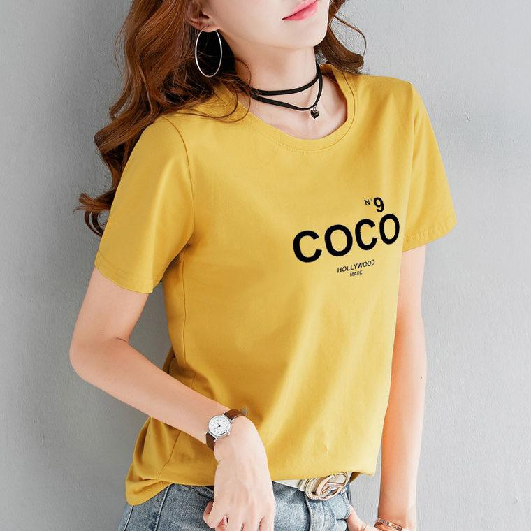 Áo thun nữ MXM form vừa cổ tròn in chữ COCO mã ANU014