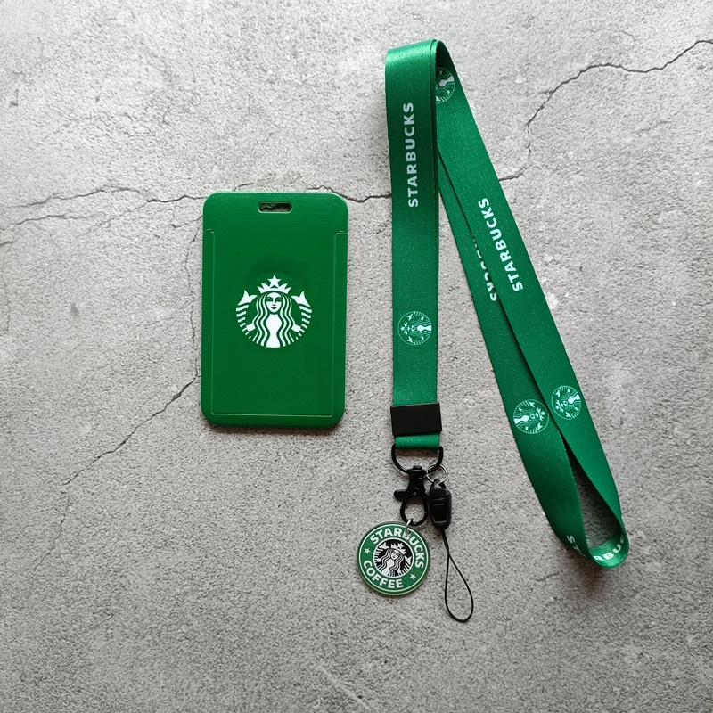 Vỏ Bọc Thẻ Tên Họa Tiết Starbucks Có Dây Đeo Tháo Gỡ Được Tiện Dụng