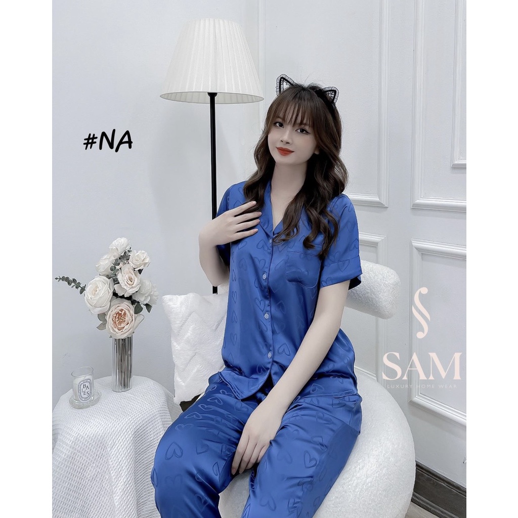 Bộ ngủ bizama nữ chất lụa Satin. SET đồ Pijama mặc ngủ ở nhà SAM, siêu thỏa mái mềm mịn, kiểu trơn h