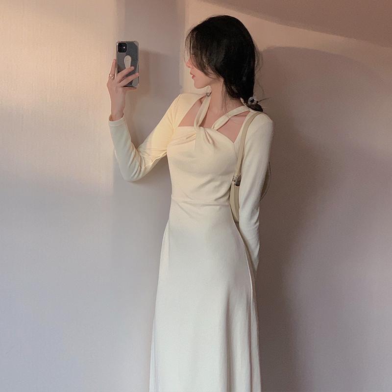 COZOK Đầm tay dài kiểu dáng đơn giản hợp thời trang