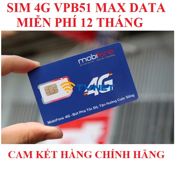 Sim 4G Mobifone Vpbank51 - VPB51 Không giới hạn DATA, MAX băng thông. Miễn phí 12 tháng