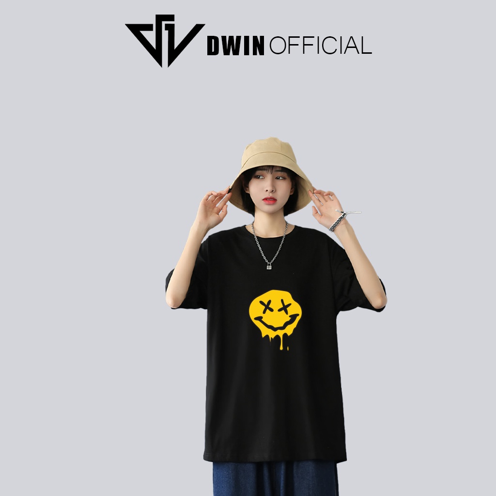 Áo thun unisex mặt cười thời trang Dwin basic tee phông trơn nam nữ tay lỡ oversize form rộng