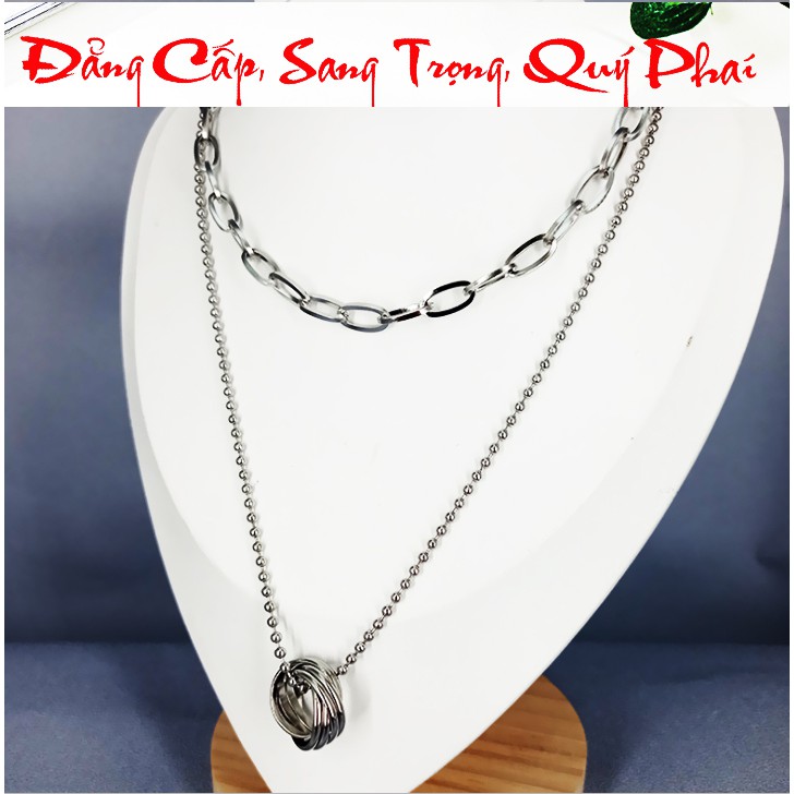 Dây chuyền nữ titan cao cấp kiểu 2 tầng phong cách áo len siêu đẹp, bền màu, hợp thời trang