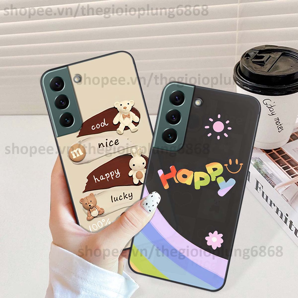 Ốp Samsung S22 / S22 Plus / S22 Ultra / S22+ in hình cầu vồng happy smile thỏ cute siêu xinh siêu đáng yêu