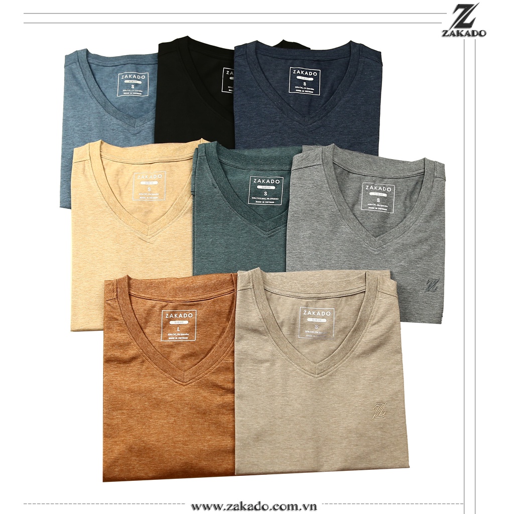 Áo thun nam cao cấp ZAKADO cổ tim tay ngắn, mềm mát, thấm hút mồ hôi cực tốt, áo phông thiết kế trẻ trung, năng động | BigBuy360 - bigbuy360.vn