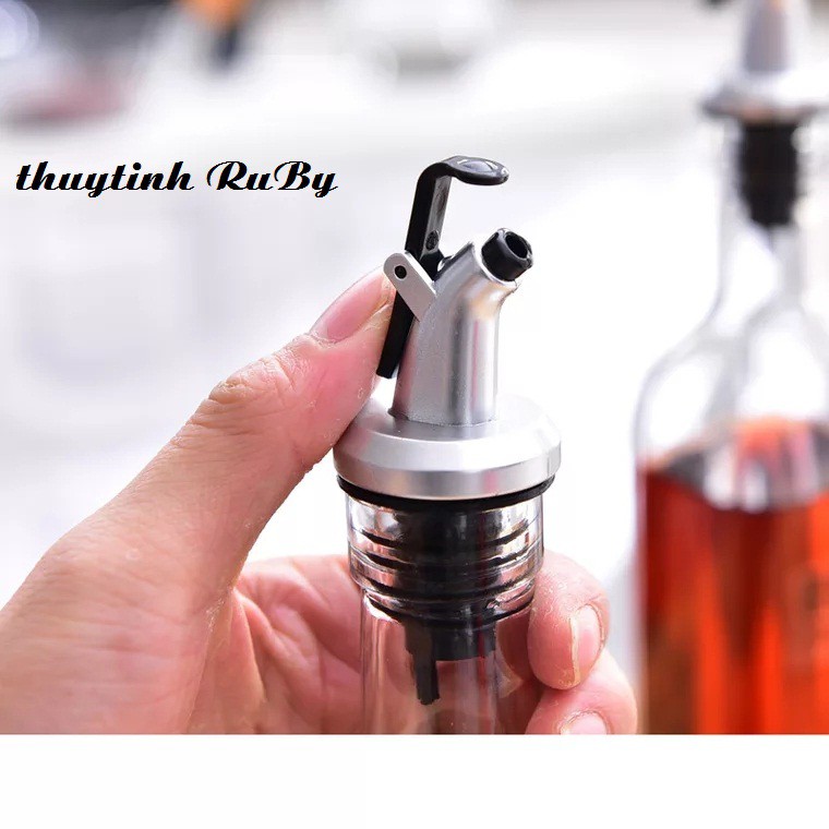 Chai thủy tinh đựng gia vị thực phẩm 500ml, chai chiết dầu ăn có nút chiết rót tiện lợi