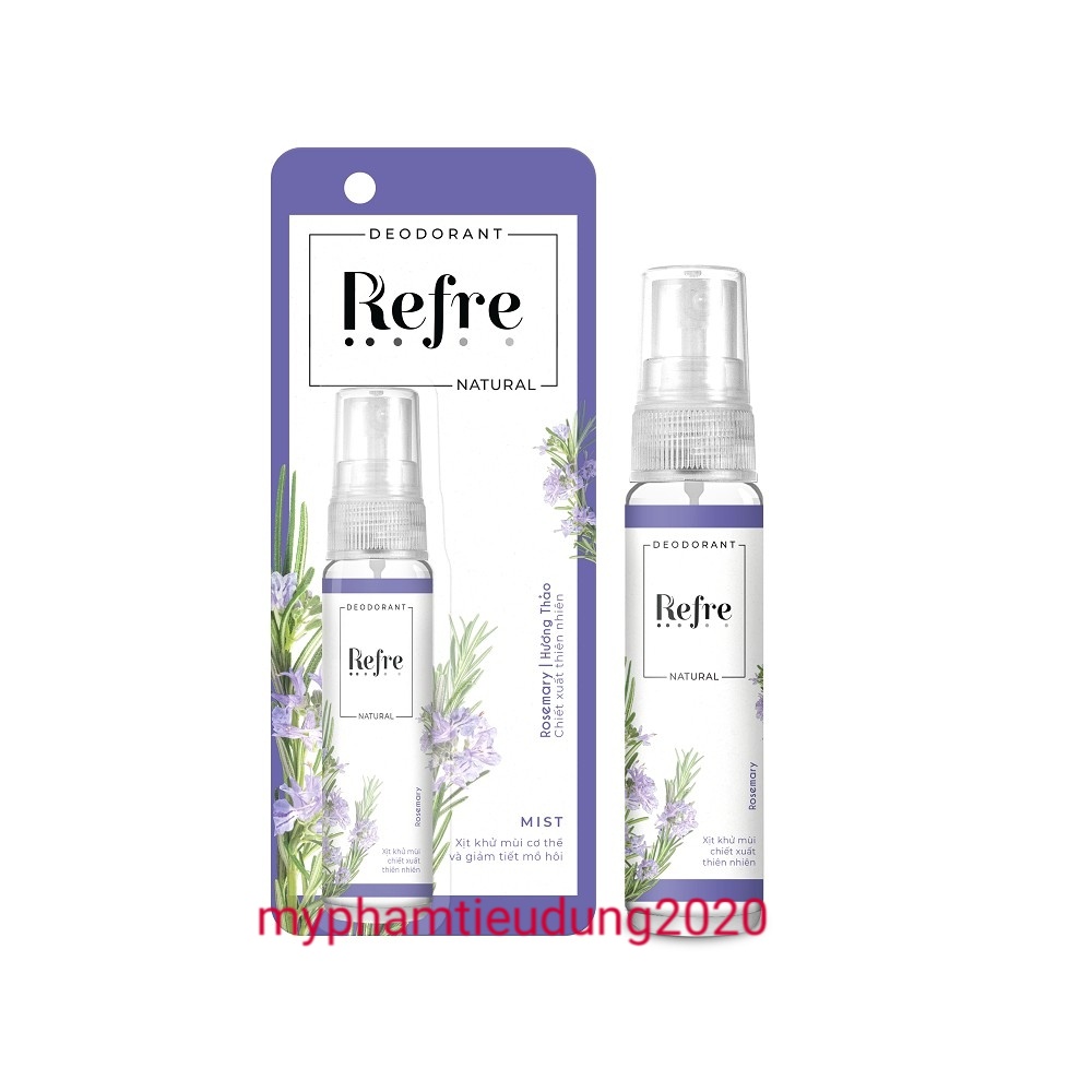 (Mẫu mới 2024) Xịt Khử Mùi Refre Natural chiết xuất thiên nhiên 30ml