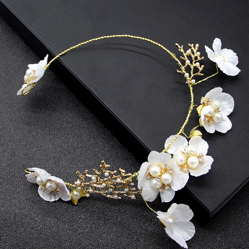 Vòng Hoa Đội Đầu Đính Ngọc Trai Nhân Tạo Xinh Xắn Cho Cô Dâu