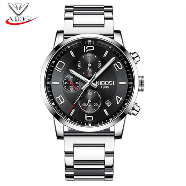 Đồng hồ nam NIBOSI 2328 Dây thép mặt kính lồi tráng shapphire đẳng cấp doanh nhân ;