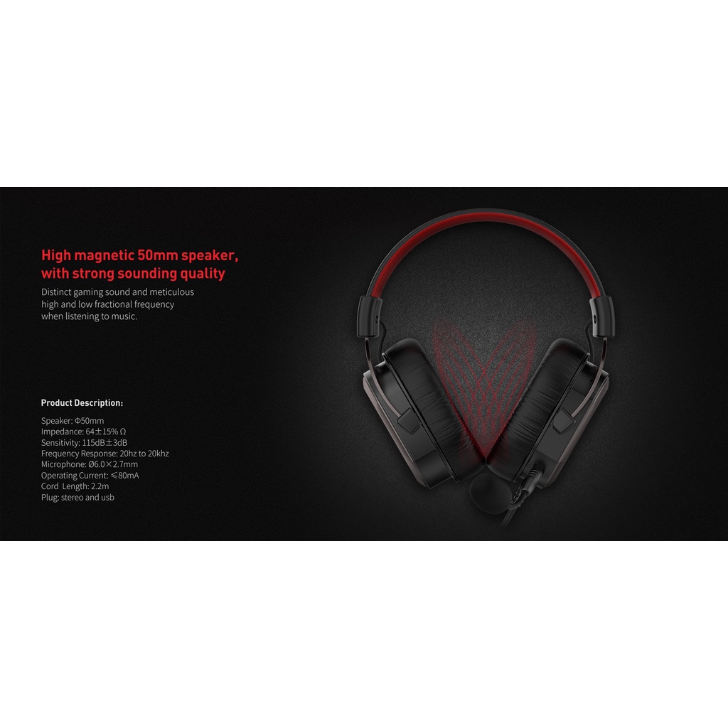 Tai Nghe Gaming Headphone  HAVIT H2008d, Driver 50mm, Thiết Kế Khung Thép, Mic Khử Ồn- Hàng Chính Hãng
