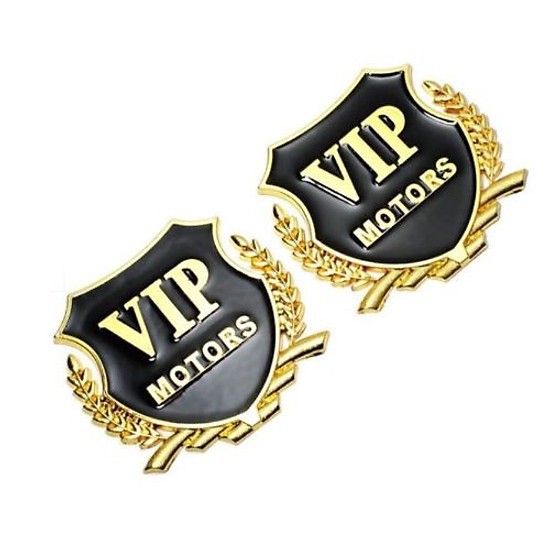 Logo VIP Motors Kim Loại Dán Ô Tô - Kèm Băng Dính 3M Đi Kèm - Bộ 2 Chiếc