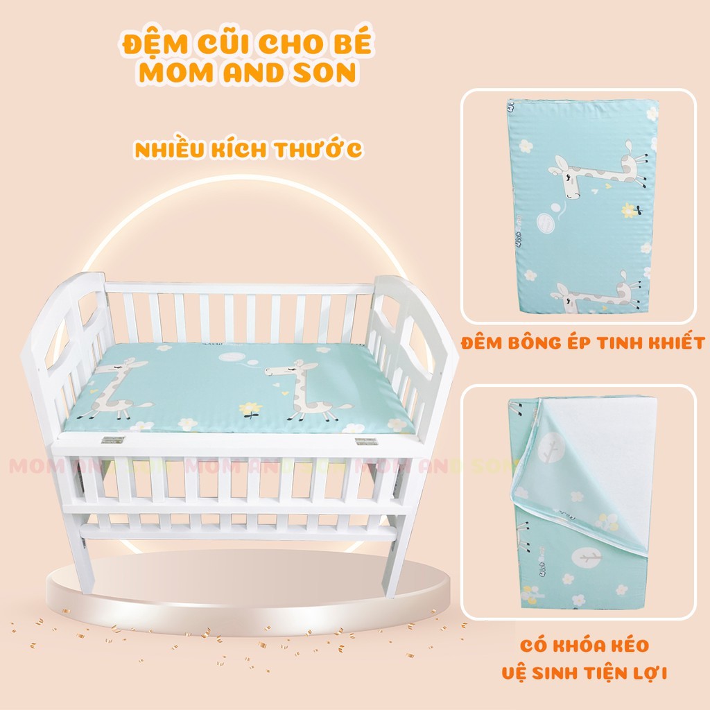 Đệm Cũi Trẻ Em MOM AND SON - Chất Liệu Bông Ép 100% - MỀM,MỊN VÀ THẤM ƯỚT MỒ HÔI - AN TOÀN CHO BÉ