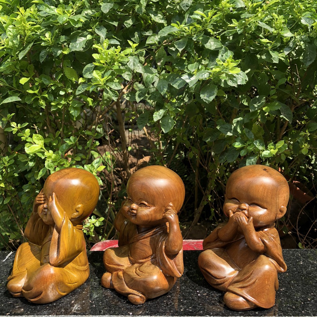Tượng Gỗ 3 Chú Tiểu Không Nói Không Nghe Không Làm Xấu