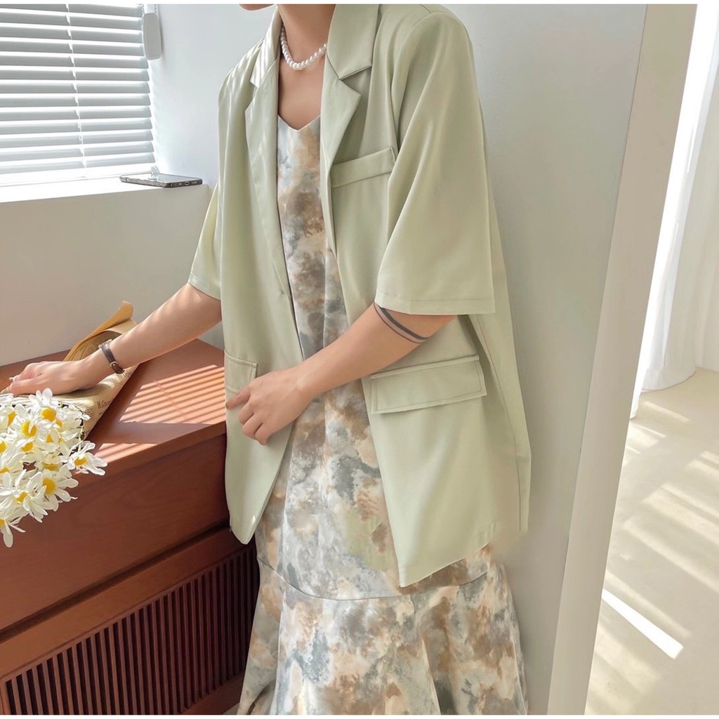 Blazer cộc tay cúc trắng cao cấp 41909 CHERRYCOCO | BigBuy360 - bigbuy360.vn