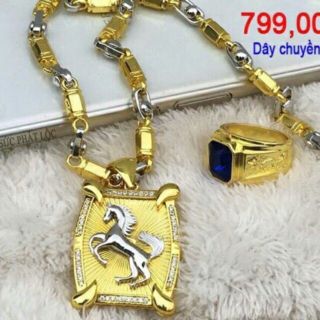 Dây chuyền nam mặt mã đáo thành công dát vàng 9999