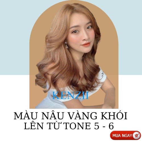 Thuốc nhuộm tóc màu nâu vàng khói 💝 Tặng Trợ Nhuộm 💝 Kenzii lên từ tone nâu 5 - 6 ( Thuốc Nhuộm Tóc Nâu Vàng )