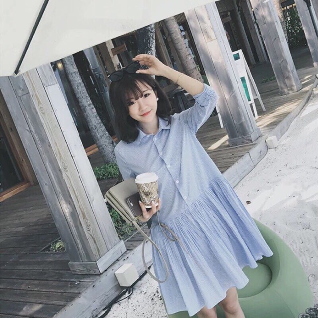 Đầm sơ mi đuôi cá (ảnh thật kế bên)