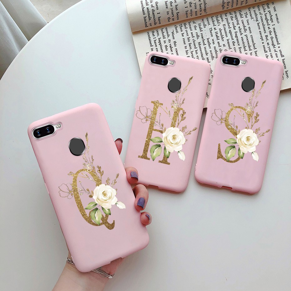 Ốp điện thoại nhựa mềm hình hoa và chữ cho Oppo A12 A7 A5S