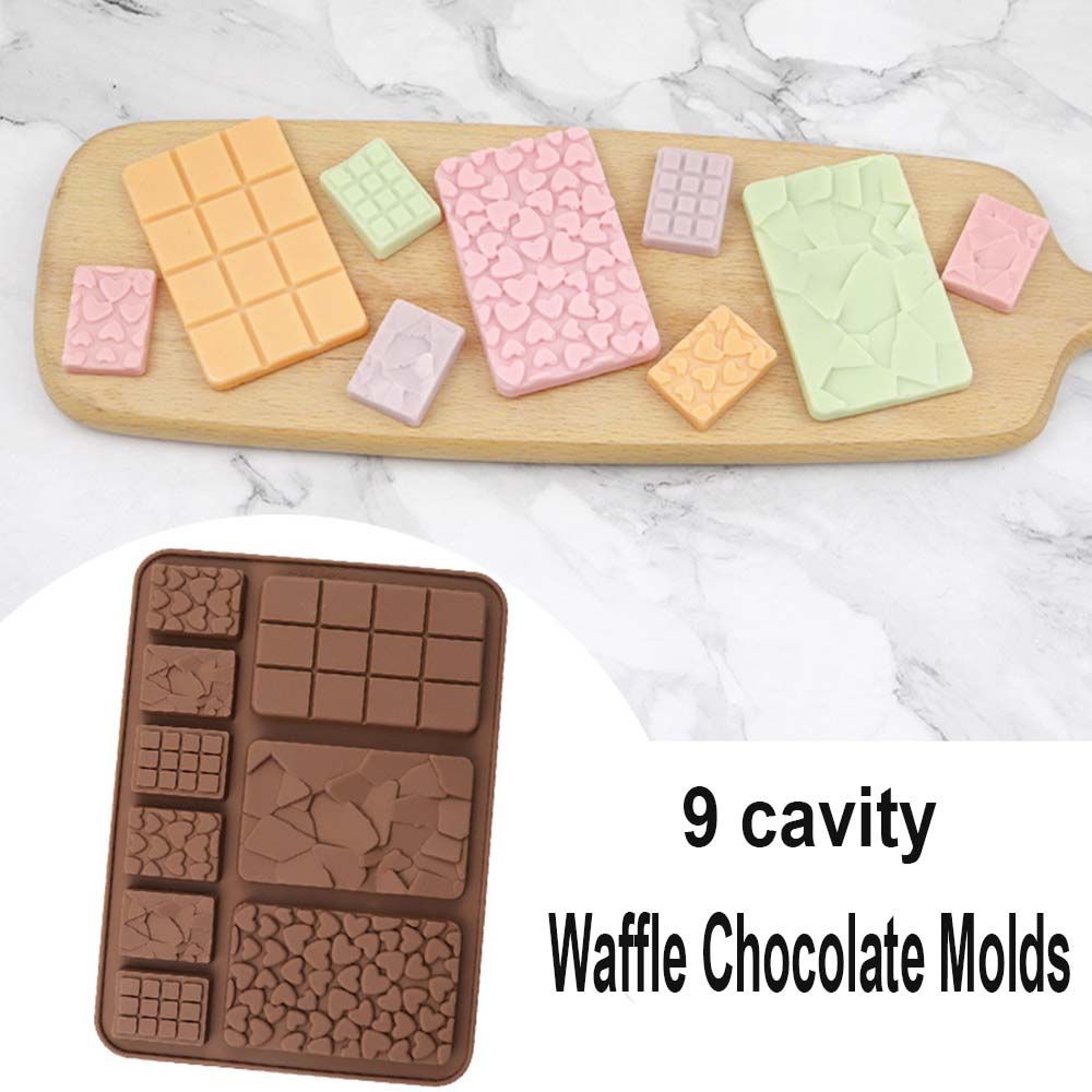 KUNHEV Khuôn silicone làm kẹo/ bánh quy 9 ô hình chữ nhật DIY