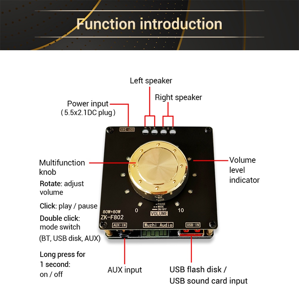 Mạch khuếch đại âm thanh DIYMORE Bluetooth 5.1 F502H F302 F502E F802 Bluetooth 5.1 TPA3116D2 50W+50W/80W+80W