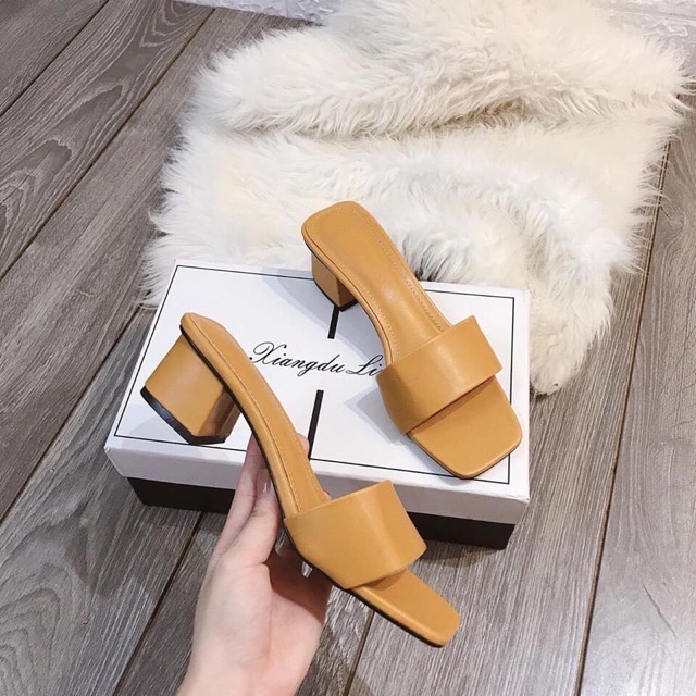 Guốc trơn quai ngang 3 màu Vàng+Đen+Sữa