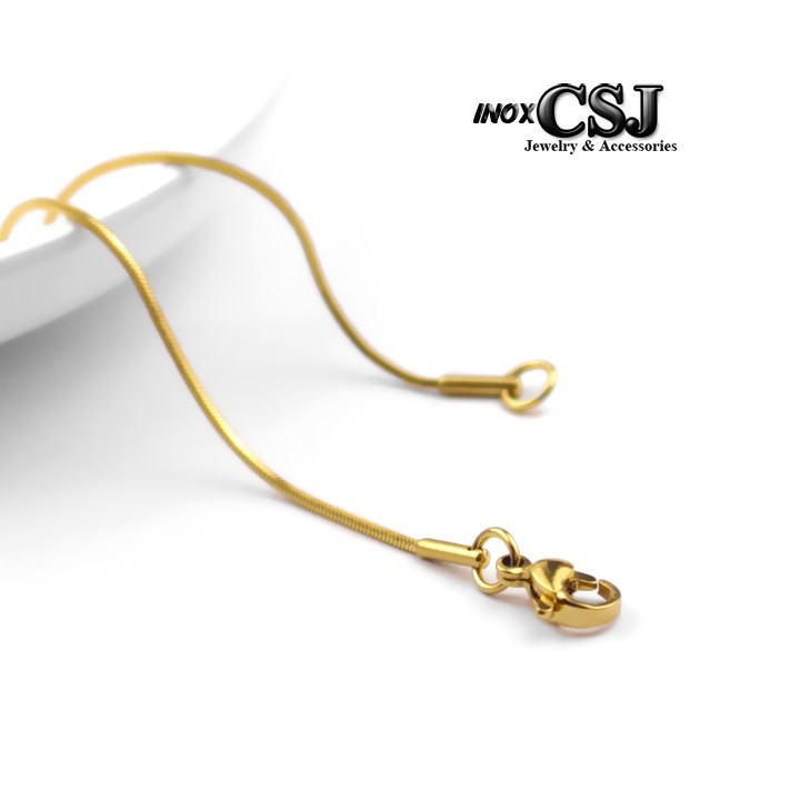 DÂY CHUYỀN, VÒNG CỔ INOX KIỂU MÌ 1MM MẠ VÀNG D047 - khóa vip - chuẩn thời trang