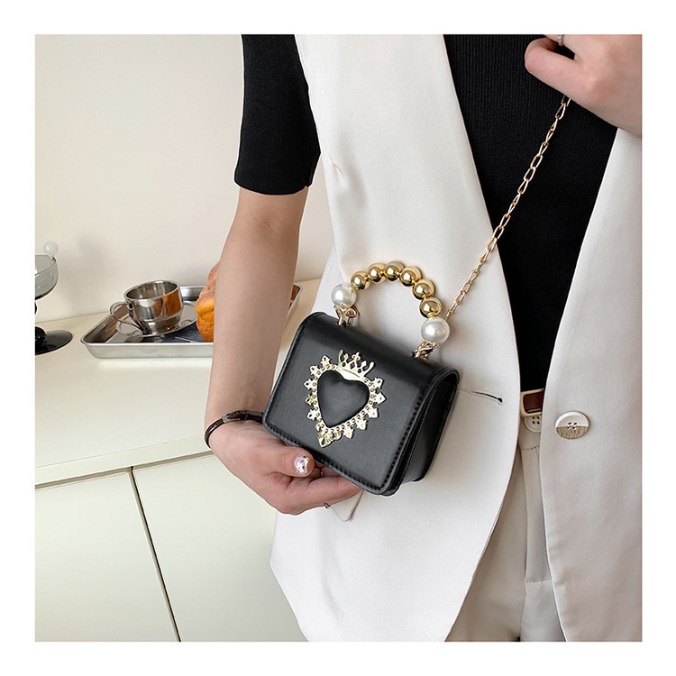 Túi xách JASMIN NOIR đeo chéo da PU đính ngọc trai giả cho nữ
