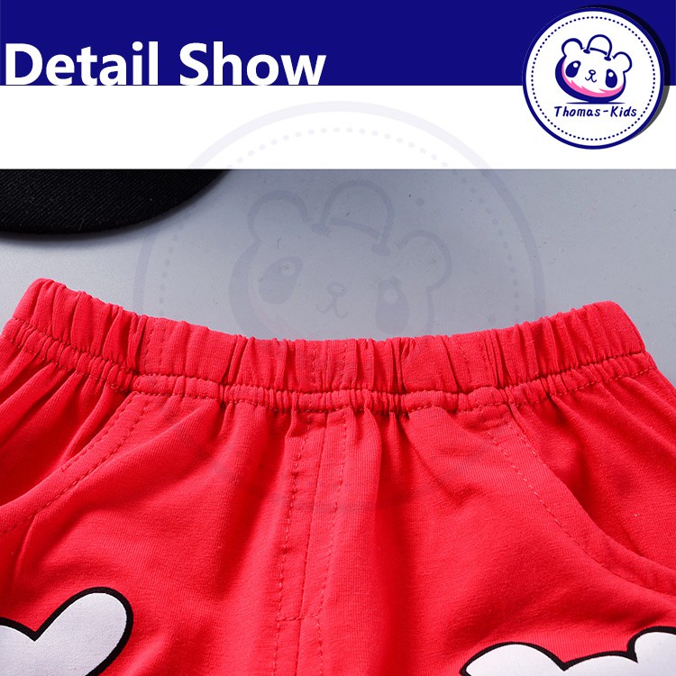Bộ Đồ Áo Thun Cotton Tay Ngắn In Hình Chuột Mickey Thời Trang Cho Bé Trai 2-6 Tuổi