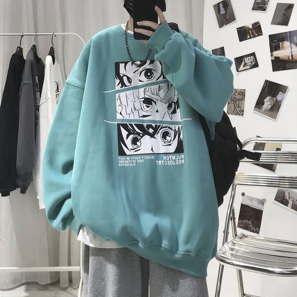 Áo sweater cổ tròn in họa tiết hoạt hình phong cách Hàn Quốc thời trang xuân thu cho nam