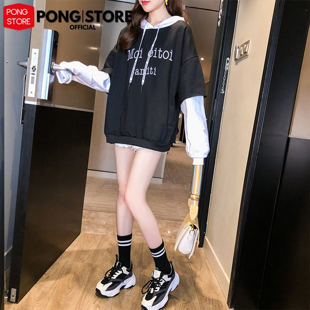 Áo hoodie nữ form rộng phối màu phong cách hàn quốc SMITI, áo khoác hoodie nỉ dáng rộng thoải mái