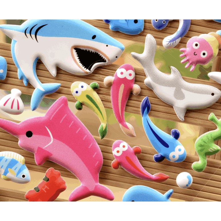 Sticker 3D chống thấm thế giới biển dán cho bé đồ chơi dán giải trí học thêm về con vật động vật dưới biển