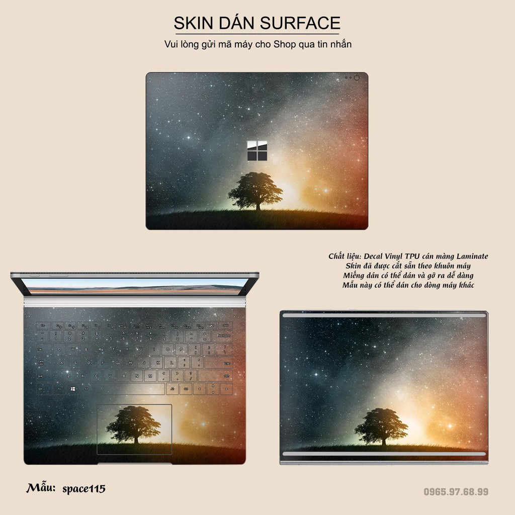 Miếng dán Skin bảo vệ mặt lưng Surface Pro 2/ Pro 3/ Pro 4/ Pro 5/ Pro 6/Pro 7/Pro X / Surface Go /Book in hình sưu  tầm