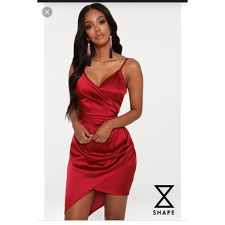 Đầm satin lụa f21 body 2 dây vạt chéo xẻ tà VNXK đầm xoắn nhún eo sexy xuất khẩu dư xịn đi tiệc party